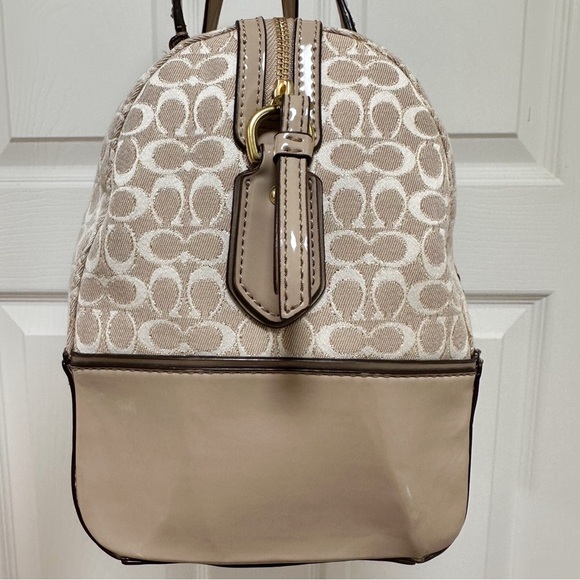 Coach Poppy Signature East West Satchel Champagne Tan Patent Leather - Picture 7 of 11